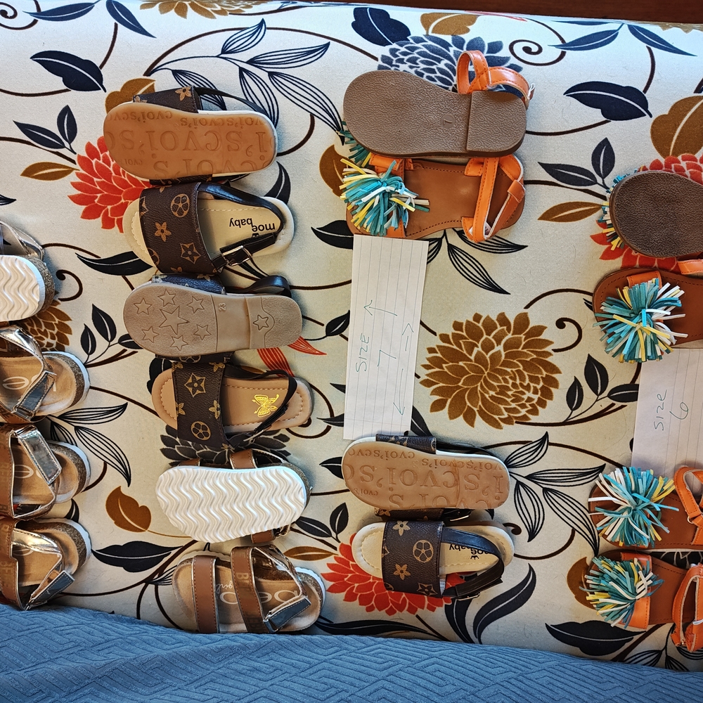Brown and Blue Baby Sandals with Star Design
